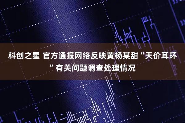 科创之星 官方通报网络反映黄杨某甜“天价耳环”有关问题调查处理情况