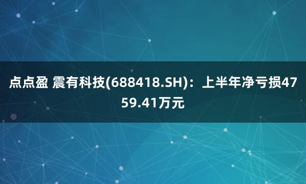 点点盈 震有科技(688418.SH)：上半年净亏损4759.41万元