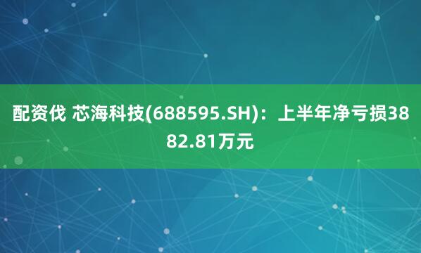 配资伐 芯海科技(688595.SH)：上半年净亏损3882.81万元
