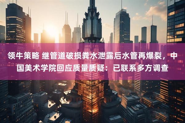 领牛策略 继管道破损粪水泄露后水管再爆裂，中国美术学院回应质量质疑：已联系多方调查