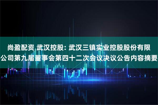 尚盈配资 武汉控股: 武汉三镇实业控股股份有限公司第九届董事会第四十二次会议决议公告内容摘要