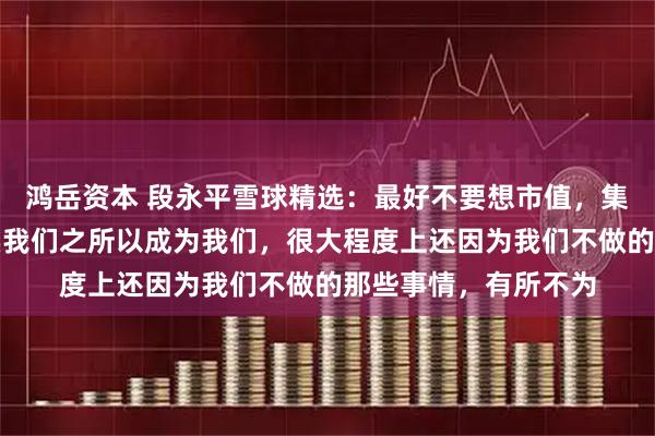 鸿岳资本 段永平雪球精选:最好不要想市值,集中精力看生意!其实我们之所以成为我们,很大程度上还因为我们不做的那些事情,有所不为