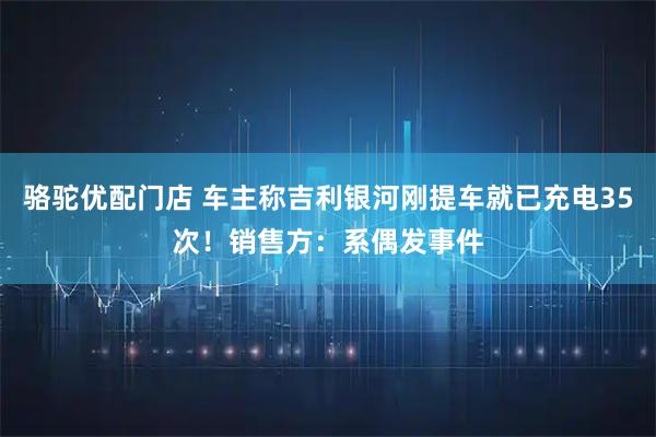 骆驼优配门店 车主称吉利银河刚提车就已充电35次!销售方:系偶发事件